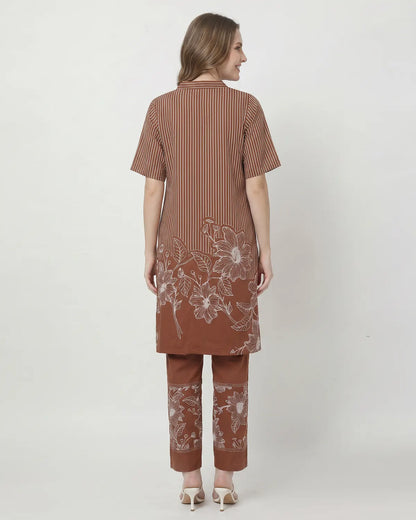 Long Monochrome Bloom Kurta Set