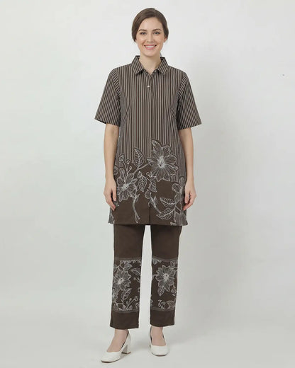Short Monochrome Bloom Kurta Set